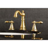 English Classic Two-Handle 3-Hole Deck Mount Widespread Bathroom Faucet with Brass Pop-Up Drain