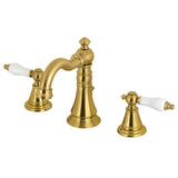 English Classic Two-Handle 3-Hole Deck Mount Widespread Bathroom Faucet with Brass Pop-Up Drain