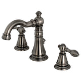 English Classic Two-Handle 3-Hole Deck Mount Widespread Bathroom Faucet with Brass Pop-Up Drain