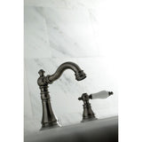 American Patriot Two-Handle 3-Hole Deck Mount Widespread Bathroom Faucet with Brass Pop-Up Drain