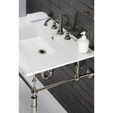 American Classic Two-Handle 3-Hole Deck Mount Widespread Bathroom Faucet with Brass Pop-Up Drain