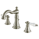 American Patriot Two-Handle 3-Hole Deck Mount Widespread Bathroom Faucet with Retail Pop-Up Drain