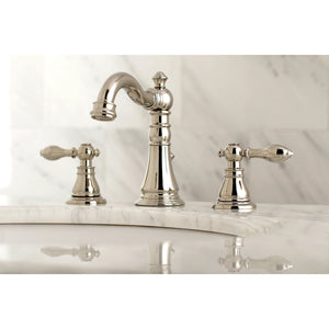 American Classic Two-Handle 3-Hole Deck Mount Widespread Bathroom Faucet with Brass Pop-Up Drain