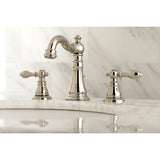 American Classic Two-Handle 3-Hole Deck Mount Widespread Bathroom Faucet with Brass Pop-Up Drain