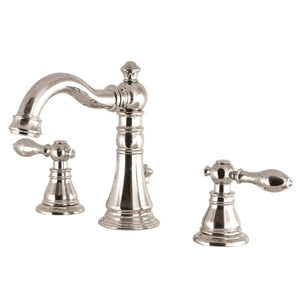 American Classic Two-Handle 3-Hole Deck Mount Widespread Bathroom Faucet with Brass Pop-Up Drain