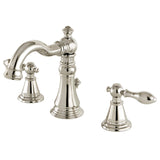 English Classic Two-Handle 3-Hole Deck Mount Widespread Bathroom Faucet with Brass Pop-Up Drain