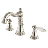 English Classic Two-Handle 3-Hole Deck Mount Widespread Bathroom Faucet with Brass Pop-Up Drain