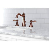 English Classic Two-Handle 3-Hole Deck Mount Widespread Bathroom Faucet with Brass Pop-Up Drain