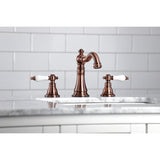 American Patriot Two-Handle 3-Hole Deck Mount Widespread Bathroom Faucet with Brass Pop-Up Drain