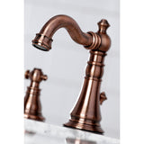 American Patriot Two-Handle 3-Hole Deck Mount Widespread Bathroom Faucet with Brass Pop-Up Drain