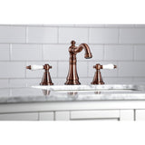 English Classic Two-Handle 3-Hole Deck Mount Widespread Bathroom Faucet with Brass Pop-Up Drain