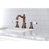 English Classic Two-Handle 3-Hole Deck Mount Widespread Bathroom Faucet with Brass Pop-Up Drain