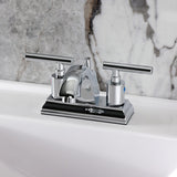 Manhattan Double-Handle 3-Hole Deck Mount 4-Inch Centerset Bathroom Faucet with Pop-Up Drain