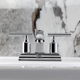 Manhattan Double-Handle 3-Hole Deck Mount 4-Inch Centerset Bathroom Faucet with Pop-Up Drain