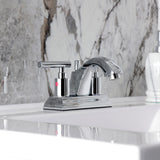 Manhattan Two-Handle 3-Hole Deck Mount 4" Centerset Bathroom Faucet with Pop-Up Drain