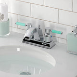 Kaiser Double-Handle 3-Hole Deck Mount 4-Inch Centerset Bathroom Faucet with Pop-Up Drain