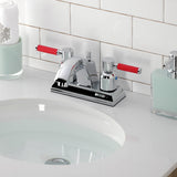 Kaiser Double-Handle 3-Hole Deck Mount 4-Inch Centerset Bathroom Faucet with Pop-Up Drain