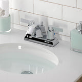 NuvoFusion Double-Handle 3-Hole Deck Mount 4-Inch Centerset Bathroom Faucet with Pop-Up Drain