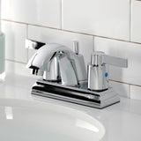 NuvoFusion Double-Handle 3-Hole Deck Mount 4-Inch Centerset Bathroom Faucet with Pop-Up Drain