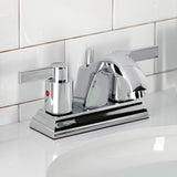 NuvoFusion Double-Handle 3-Hole Deck Mount 4-Inch Centerset Bathroom Faucet with Pop-Up Drain