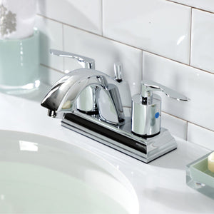 Serena Double-Handle 3-Hole Deck Mount 4-Inch Centerset Bathroom Faucet with Pop-Up Drain