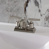 Manhattan Two-Handle 3-Hole Deck Mount 4" Centerset Bathroom Faucet with Pop-Up Drain