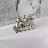 Manhattan Two-Handle 3-Hole Deck Mount 4" Centerset Bathroom Faucet with Pop-Up Drain