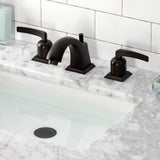 Centurion Two-Handle 3-Hole Deck Mount Widespread Bathroom Faucet with Brass Pop-Up Drain