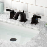 Meridian Two-Handle 3-Hole Deck Mount Widespread Bathroom Faucet with Retail Pop-Up Drain