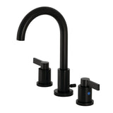 NuvoFusion Two-Handle 3-Hole Deck Mount Widespread Bathroom Faucet with Brass Pop-Up Drain