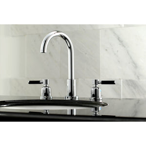 Kaiser Two-Handle 3-Hole Deck Mount Widespread Bathroom Faucet with Brass Pop-Up Drain