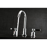 Kaiser Two-Handle 3-Hole Deck Mount Widespread Bathroom Faucet with Brass Pop-Up Drain