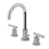 Convergent Two-Handle 3-Hole Deck Mount Widespread Bathroom Faucet with Knurled Handle and Brass Pop-Up Drain