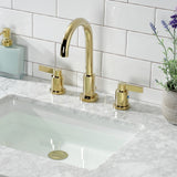 NuvoFusion Two-Handle 3-Hole Deck Mount Widespread Bathroom Faucet with Brass Pop-Up Drain