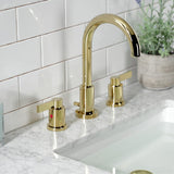 NuvoFusion Two-Handle 3-Hole Deck Mount Widespread Bathroom Faucet with Brass Pop-Up Drain