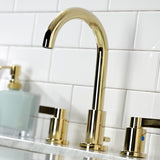 NuvoFusion Two-Handle 3-Hole Deck Mount Widespread Bathroom Faucet with Brass Pop-Up Drain