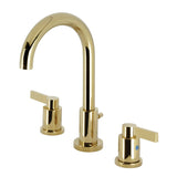 NuvoFusion Two-Handle 3-Hole Deck Mount Widespread Bathroom Faucet with Brass Pop-Up Drain