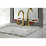 Kaiser Two-Handle 3-Hole Deck Mount Widespread Bathroom Faucet with Brass Pop-Up Drain