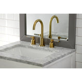 Kaiser Two-Handle 3-Hole Deck Mount Widespread Bathroom Faucet with Brass Pop-Up Drain