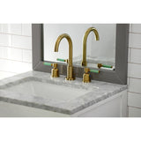 Kaiser Two-Handle 3-Hole Deck Mount Widespread Bathroom Faucet with Brass Pop-Up Drain