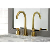 Kaiser Two-Handle 3-Hole Deck Mount Widespread Bathroom Faucet with Brass Pop-Up Drain