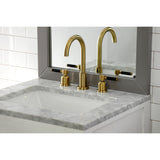 Kaiser Two-Handle 3-Hole Deck Mount Widespread Bathroom Faucet with Brass Pop-Up Drain