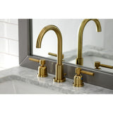 Concord Two-Handle 3-Hole Deck Mount Widespread Bathroom Faucet with Brass Pop-Up Drain