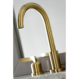 Centurion Two-Handle 3-Hole Deck Mount Widespread Bathroom Faucet with Brass Pop-Up Drain