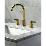 NuvoFusion Two-Handle 3-Hole Deck Mount Widespread Bathroom Faucet with Brass Pop-Up Drain