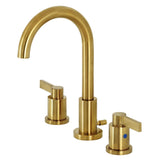 NuvoFusion Two-Handle 3-Hole Deck Mount Widespread Bathroom Faucet with Brass Pop-Up Drain