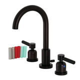 Kaiser Two-Handle 3-Hole Deck Mount Widespread Bathroom Faucet with Brass Pop-Up Drain