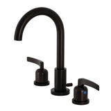 Centurion Two-Handle 3-Hole Deck Mount Widespread Bathroom Faucet with Brass Pop-Up Drain