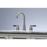 Kaiser Two-Handle 3-Hole Deck Mount Widespread Bathroom Faucet with Brass Pop-Up Drain