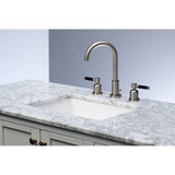 Kaiser Two-Handle 3-Hole Deck Mount Widespread Bathroom Faucet with Brass Pop-Up Drain